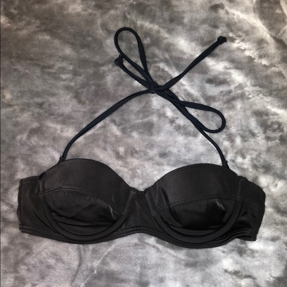 Bandeau swim top with removable straps